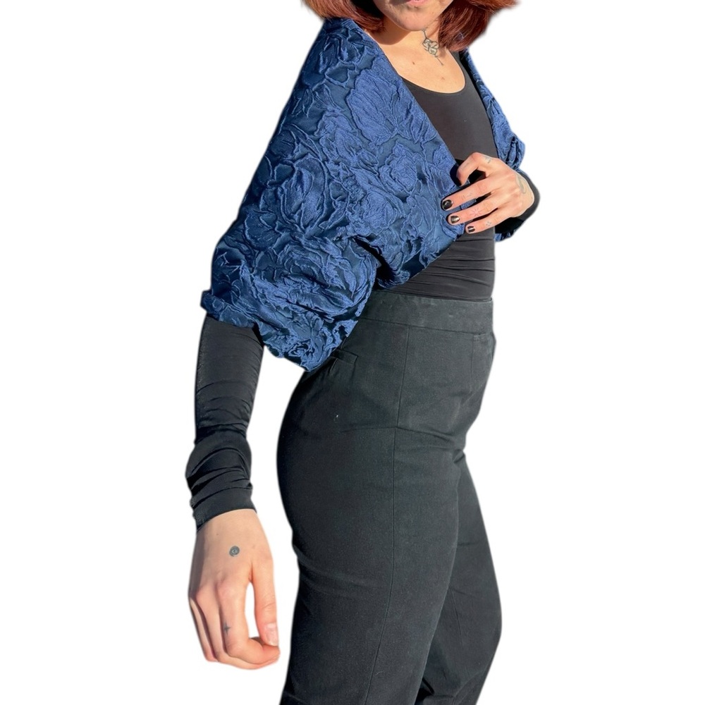 Sachin + Babi Deep Navy Textured Wrap Shrug - Picture 2 of 12